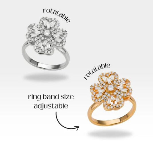 1 Piece Imported Dazzling Movable Floral Blossom Adjustable Rings