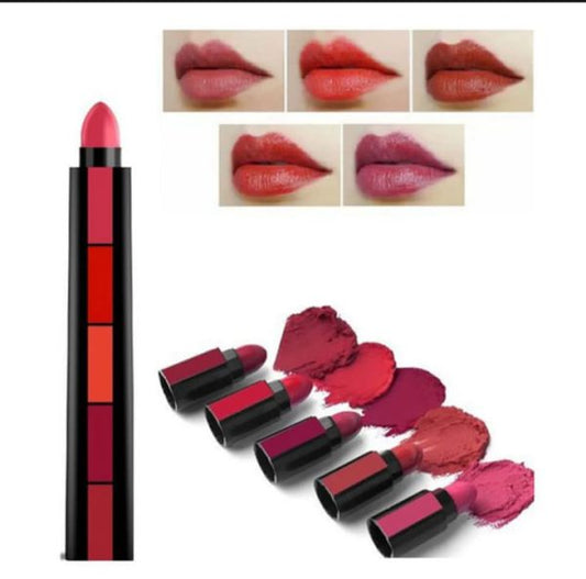 5 In 1 Huda Beauty Lipstick Nude Shades Matte Lipsticks Waterproof