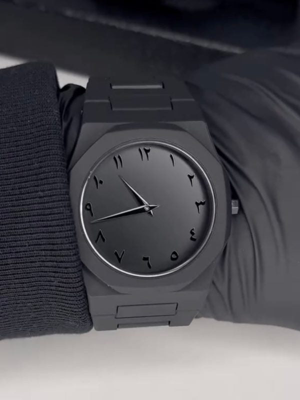 Black Aura Quartz Watch – Lightweight Design, Arabic Dial Full Black Aura Wrist Watch- Watch For Men | Black Color Watch – Without Box