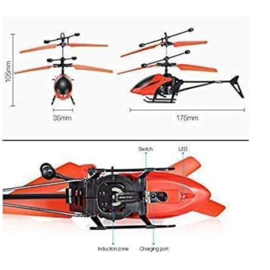 Hand-Controlled LED Flying Helicopter Toy – Safe, Fun & Rechargeable