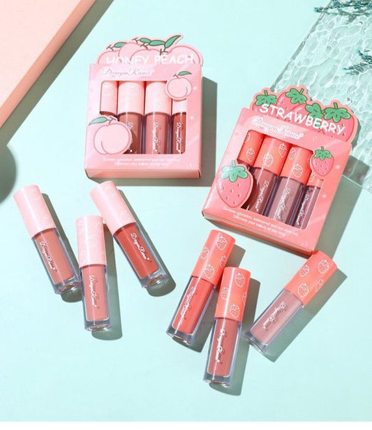 Dragon Ranee – 3pcs Fruit Velvet Matte Waterproof Lip gloss Set