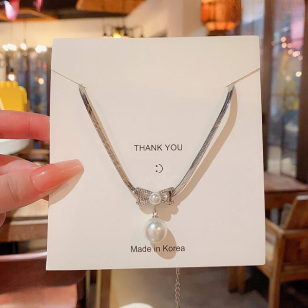 Elegant Korean Know Shape Pearl Pendent | Knot Pearl Necklace