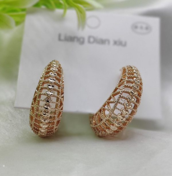 Elegant Hollow Heart Hoop Earrings – Gold-Plated, Imported