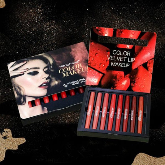Pack Of 8 2-in-1 Matte Lipstick And Lip Liner Set, Waterproof Long Lasting