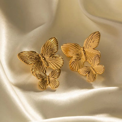 1 Pair Gold Butterfly Earrings Elegant Everyday Wear Chic European-and-american Style Earrings
