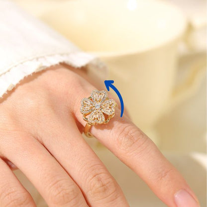 1 Piece Imported Dazzling Movable Floral Blossom Adjustable Rings