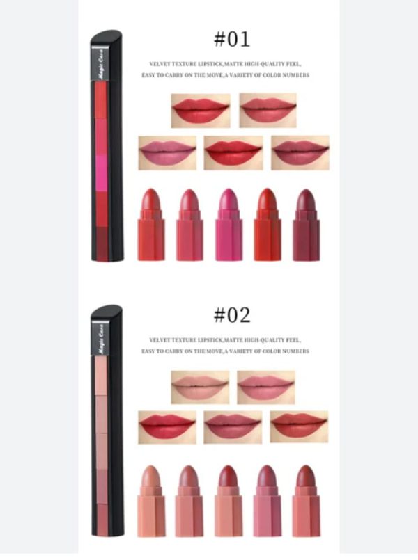 5 In 1 Huda Beauty Lipstick Nude Shades Matte Lipsticks Waterproof