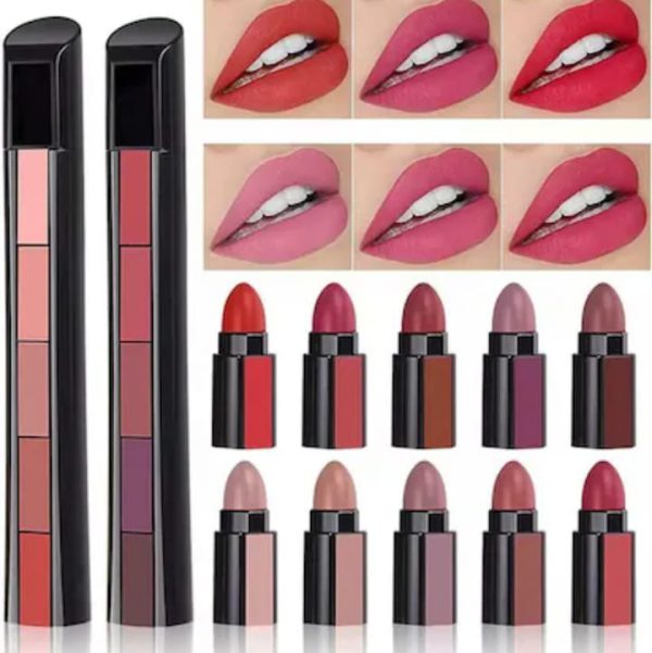5 In 1 Huda Beauty Lipstick Nude Shades Matte Lipsticks Waterproof
