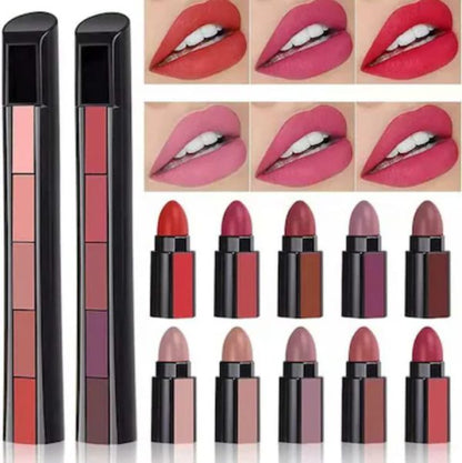 5 In 1 Huda Beauty Lipstick Nude Shades Matte Lipsticks Waterproof
