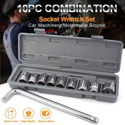 CTW Hand Tools 10-Piece Ratchet Socket Set – Durable Stainless Steel | For Car, Machine & Home Repairs