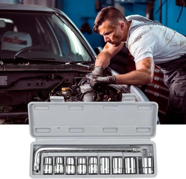 CTW Hand Tools 10-Piece Ratchet Socket Set – Durable Stainless Steel | For Car, Machine & Home Repairs