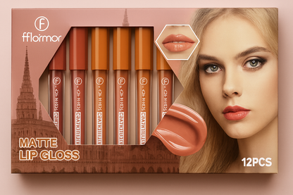 Nude Shades High Pigmented Lipgloss – Set of 6 & 12 Creamy Long-Lasting Glosses | Moisturizing, Smooth Finish & Everyday Wear