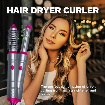 5 In 1 Electric Hair Dryer Brush | Blow Dryer Hair Comb Curling Wand Detachable Brush Kit Negative Ion Straightener Hair Curler