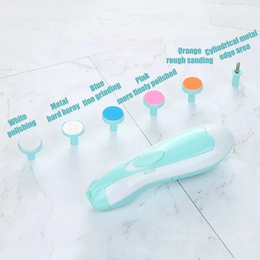 👶 Baby Electric Nail Trimmer – 6-in-1 Manicure Set with LED Light | Safe, Silent & Gentle for Newborns to Adults