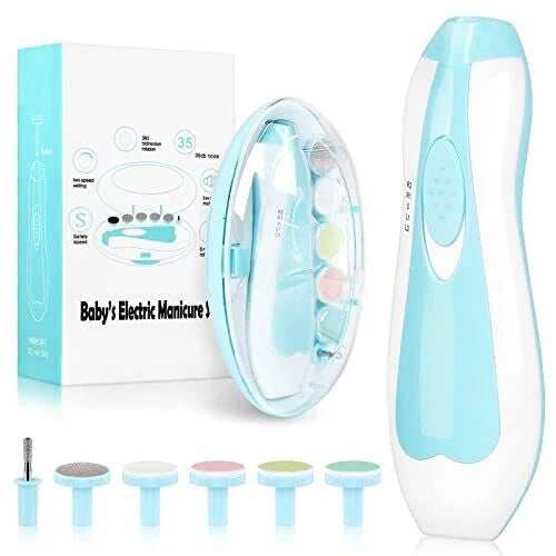 👶 Baby Electric Nail Trimmer – 6-in-1 Manicure Set with LED Light | Safe, Silent & Gentle for Newborns to Adults