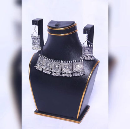 Afghani Antique Choker Necklace With Earrings For Women