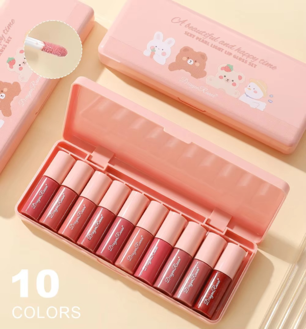 Dragon Ranee – 10 Mini Cartoon Mirror Lip Gloss Set
