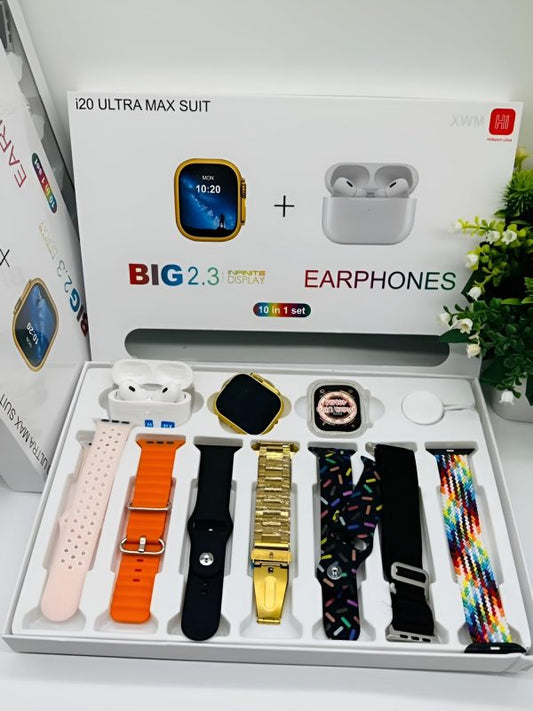 20 Ultra Max Suit Smart Watch 10 In 1 Box 2.3inch Large Screen With 7 Strips Smartwatch With Airpords2