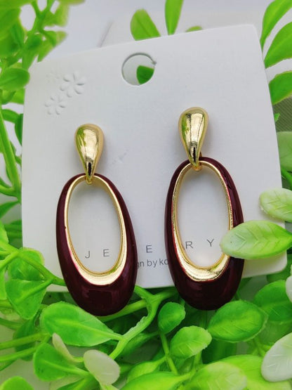 Imported Sophisticated Gold-plated Oval Drop Earrings – Modern Elegance Redefined