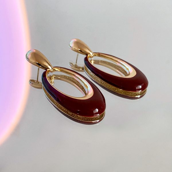 Imported Sophisticated Gold-plated Oval Drop Earrings – Modern Elegance Redefined