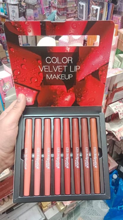 Pack Of 8 2-in-1 Matte Lipstick And Lip Liner Set, Waterproof Long Lasting