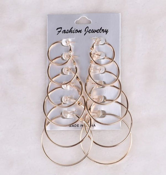 Plain Hoops, Pack Of 6 – Golden