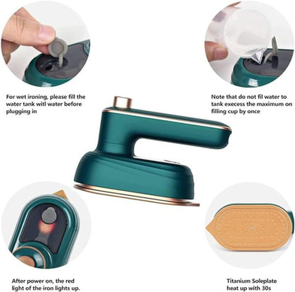 Portable Handheld Steam Iron 180°| Rotatable Professional Mini Steam Iron