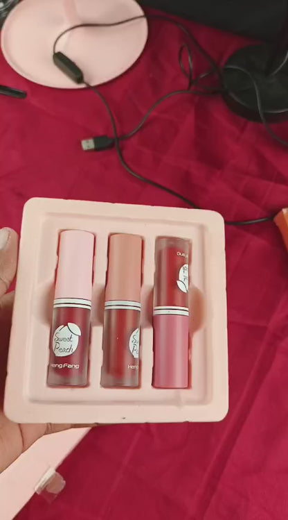 Dragon Ranee – 3pcs Fruit Velvet Matte Waterproof Lip gloss Set