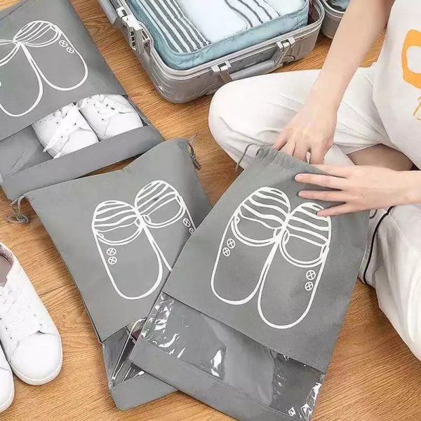 Shoe Storage Bag Dust-proof Waterproof Transparent Non Woven Fabric Shoe Tote